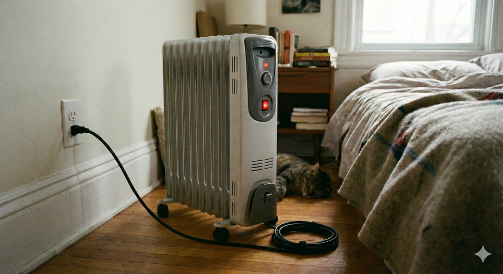 chauffage d'appoint branché sur prise secteur pour limiter les risques d'incendie